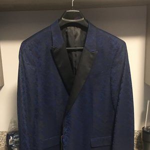 JF J. Ferrar Bright Blue Floral Suit Jacket